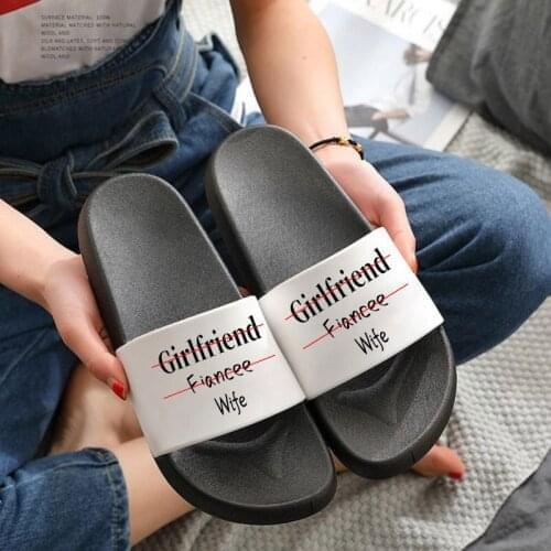 2021 Women Slippers Letter Girlfriend Print Home Flip Flops Bathroom Comfort Shoes For Women Summer Women Sandals Woman Slipper