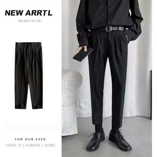 Spring and summer trousers nine-point pants Slim-fit small-foot casual pants Korean style trend straight 9-point suit pants
