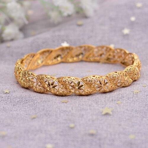 WANDO 1Pcs Gold Color Pattern Wedding Copper Jewelry Bangles For WomenAfrica/Arab/Middle Eastern wb38