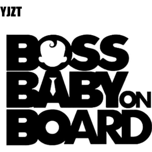 YJZT 17.8CM*13.5CM Boss Baby On Board Funny Car Decals Sticker Decoratice Black/Silver C10-00089