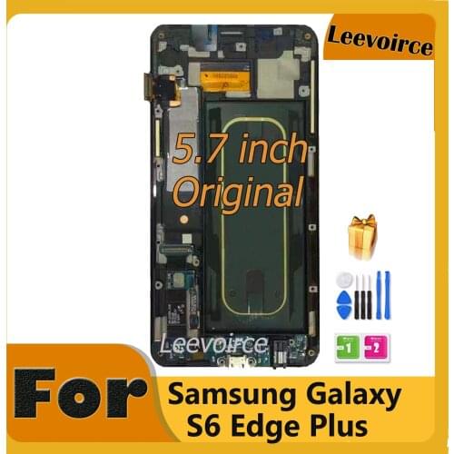 Original 5.7" For Samsung Galaxy S6 Edge Plus G928 G928F SM-G928F LCD Display Touch Screen Digitizer With Frame Assembly Replace