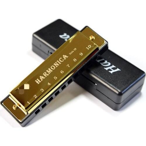 10 Holes Key of C Blues Harmonica Musical Instrument Educational Toy with Case Chromatic Harmonica