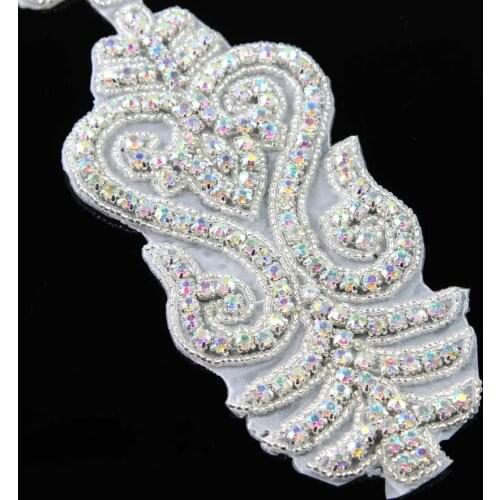 10Yards Wholesale Rhinestone Appliques AB Diamond Trim For Wedding Dress Belts Clear Crystal Garment Accessory High Quality