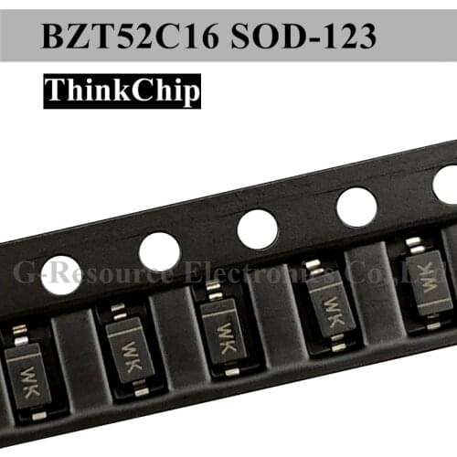 100pcs) BZT52C16 SOD-123 SMD 1206 voltage stabilized diode 16V (Marking WK)