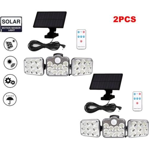 2pcs 138 led seperable remote Solar Lamp Outdoor Torch Lights Safety Waterproof Garden Décor street security lighting motion sen