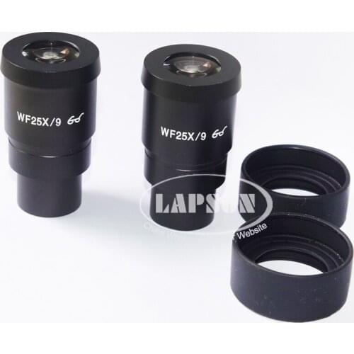 2 PCS WF25X 9mm Wide Angle Eyepiece High Eye Point Wide Feild Eyepiece for Stereo Microscope with Mounting Size 30mm