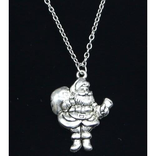 20pcs New Fashion Necklace 33x25mm Christmas Santa Claus gift Pendants Short Long Women Men Colar Gift Jewelry Choker