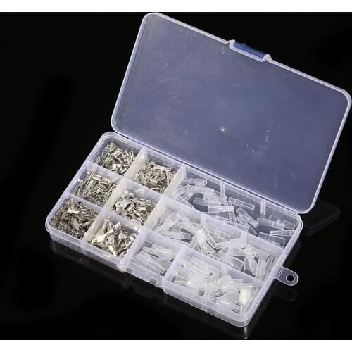 270Pcs/Box Non-insulated Mixed Spade Connector Wire Crimp Terminal Block with Insulating Sleeve Assortment Kit