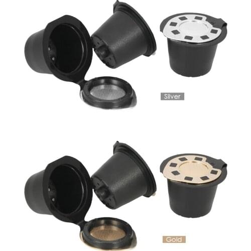 3pcs/set Reusable Coffee Capsule for Nespreso Machine Set of 3 Coffee Filters with Spoon and Brush