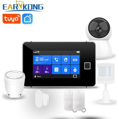 433MHz Home Burglar Alarm Wifi GSM Alarm System Wireless Wired Sensor TFT Touch Keyboard Fingerprint Arming Temperature Humidity