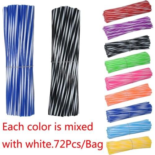 Universal 72Pcs Mixed White Motorcycle Motocross Pit Dirt Bike Wheel Rim Spoke Skins Cover Wrap Decor Protector For Honda Yamaha