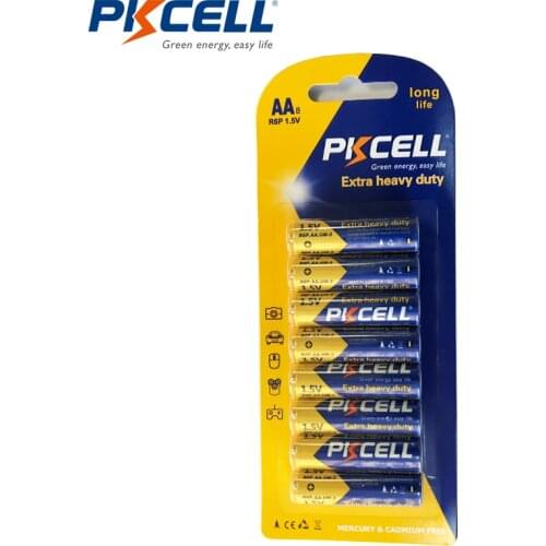 8pcs/card PKCELL Super Heavy Duty Battery 1.5V R6P AA Single Use Dry Batteries For Remotes Toys