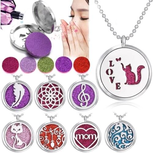 Aromatherapy Jewelry Perfume Essential Oil Diffuser Necklace Flower Tree of Life Necklace Vintage Open Locket Pendant Necklaces