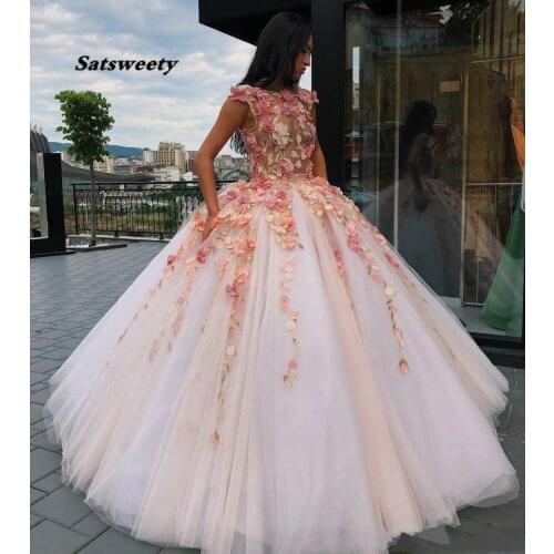 Princess Floral Flowers Ball Gown Quinceanera Dresses Sweet 16 Dress Prom Dresses Puffy Princess Girls Pageant Lace Appliques