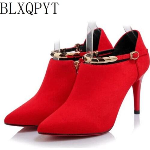 BLXQPYT New 2019Size Sale 33-43 Fashion Elegant Pointed Toe Women High Heels 8.5cm Zipper high Quality Wedding Party Shoes 757-6