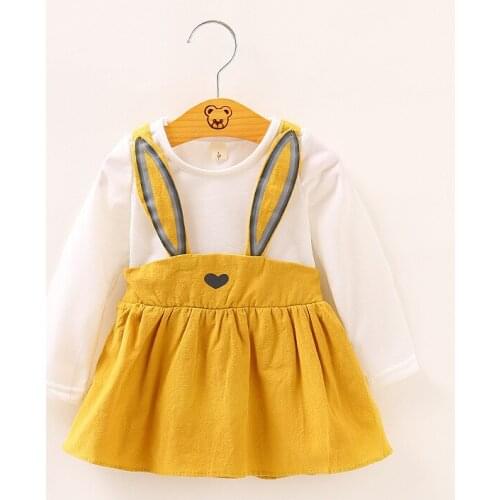 ChildrenS Spring Dress For Girls Clothing 2018 Kids Baby Leisure Dress Infant Cartoon Rabbit Clothes Cute Long-Sleeved Dress