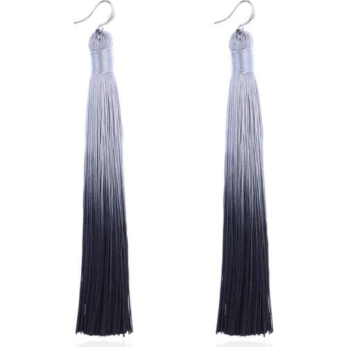 ELEGANCE11 Design Long Tassel Earrings Winter Trendy Gradient Fringe Earrings for Women Christmas Jewelry Gift for Girls