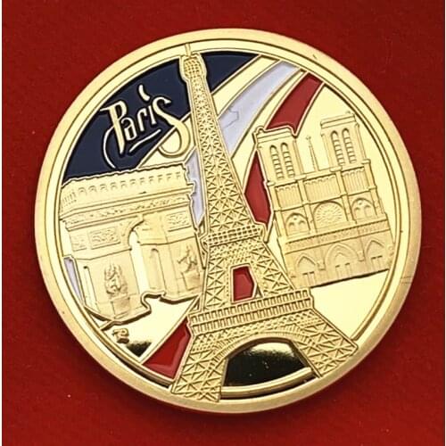 France Paris Gold Plated Coins 30*3mm Landmark Tower triumphal Arch 100th Anniversary of the French Revolution