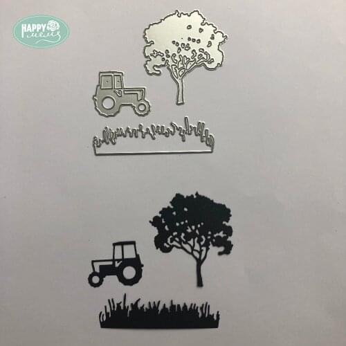 Happymems New Style Tree Car And Grass Cutting Dies Card Making Embellishments For Scrapbooking Home Decoration Cutting Dies
