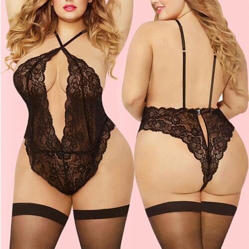 One-Piece Body Suit Sexy Lingerie Plus Size Bodysuit Womens Underwear See Through Lace Teddy Sexy Costume Porn Exotic Lingerie