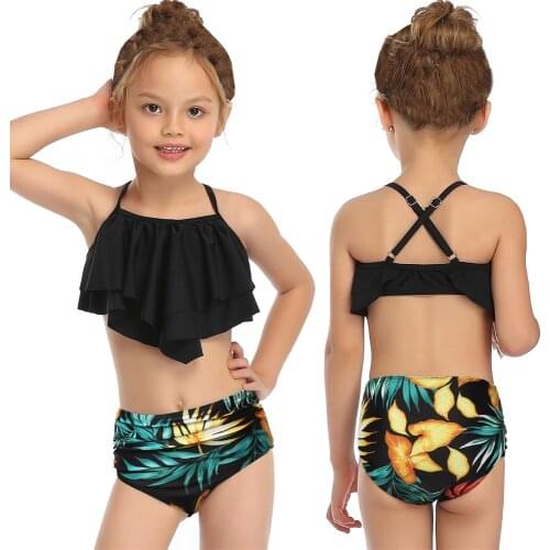 Girls Swimwear Two Piece Swimsuit Solid Color Swimwear Sports Kids Beachwear Bikini Children Swim Suits Bathing Suit Two Pieces