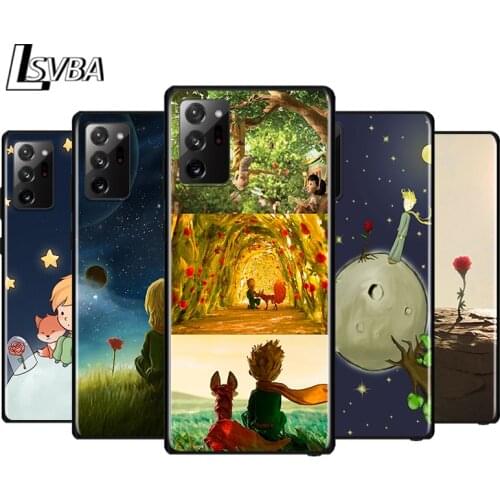The Little Prince with fox for Samsung Galaxy Note 20 Ultra 10 9 8 Pro S10E S10 5G S9 S8 S7 Plus Black Silicone Phone Case