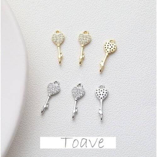 Copper plating 14K electroplating mini key double hanging hand-made earrings hand-made material accessories