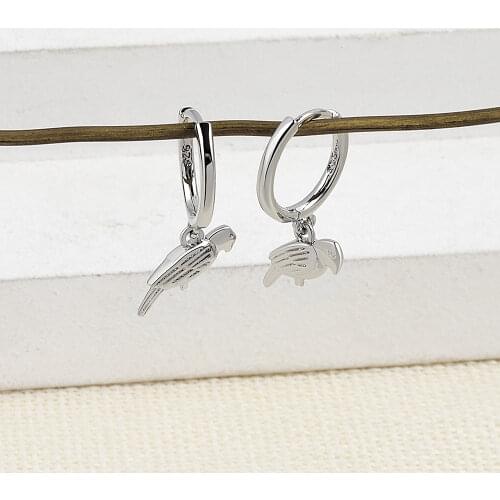 VOQ 925 SterlingSilver Cute and Sweet Animal Jewelry Pendant Bird Earrings Womens Retro Party Jewelry Accessories Gifts