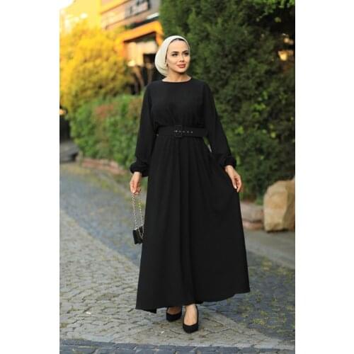 Muslim Womens Dress With Rubber Waist European Clothing Robe Womens Dresses Muslim Abaya turkish clothes Moroccan Kaftan Eid