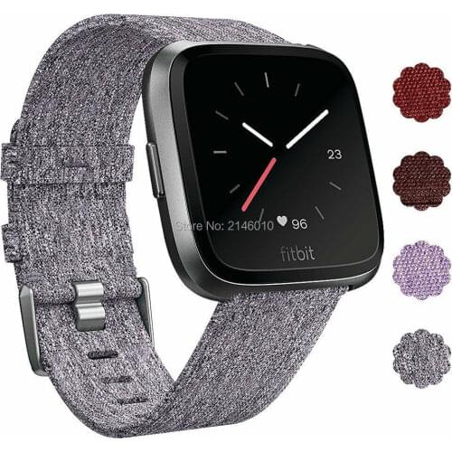 Soft Woven Fabric Nylon Sport Strap Smart Watch Wrist Band Bracelet + Buckle Stainless Metal Clasp for Fitbit Versa