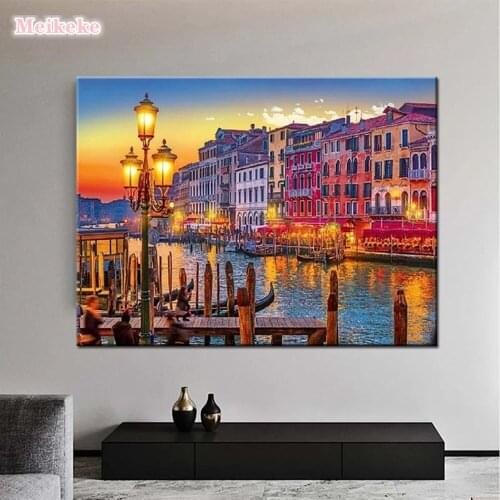 5D DIY Handmade Sewing Supplies Square Diamond Embroidery Ancient Town Art Diamond Painting Kit Complete Home Decoration