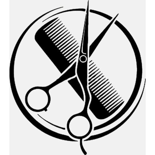 Dawasaru Creative Decal Comb Scissors Barbershop Beauty Salon Car Sticker Laptop Truck Motorcycle Auto Accessories PVC,14cm*12cm