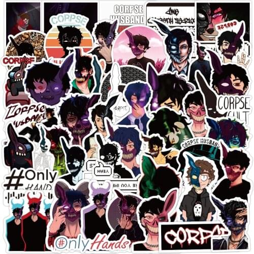 50pcs Corpse husband Stickers Supremacy Anime Graffiti Laptop Bicycle Guitar Skateboards Waterproof Decorative Decals Kids Toys