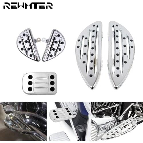 Motorcycle CNC Driver Floorboard+Passenger Footboard+Brake Pedal Pad Chrome For Harley Touring Trike Street Glide Softail FL