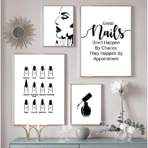 Wall Decoration Beauty Salon Art Canvas Painting Nail Salon Polish Quote Posters Modular Picture Print Tech Artist Abstract Gift