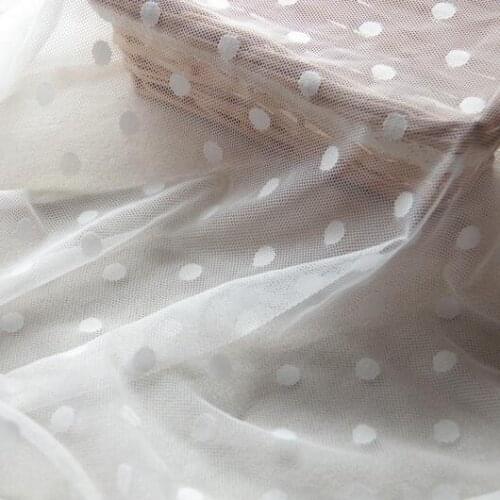 New 140cm*1yard/lot Good Quality White Mesh Lace Fabric Small DOT Embroidery Fabric All Matched Mesh Fabric X019