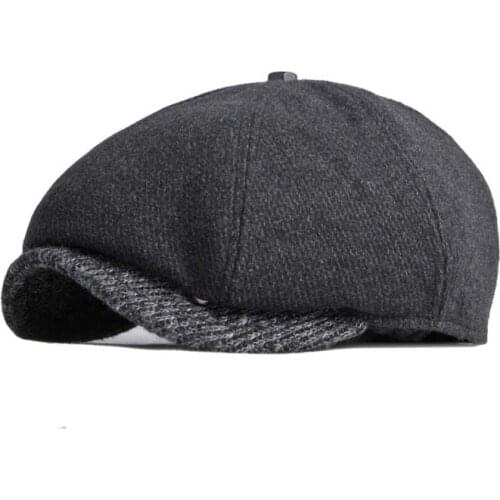 Fibonacci 2021 New Autumn Winter Newsboy Caps Men Wool Knitting Hat Retro Patchwork England Octagonal Hat Cap