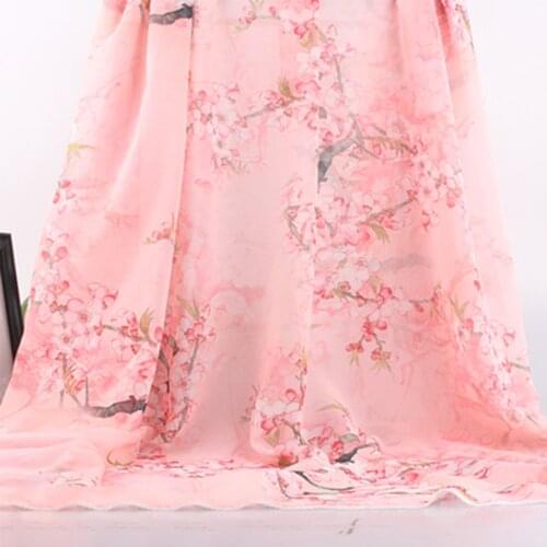 Green Crumpled Printed Chiffon Fabric For Clothing Dress Fashion