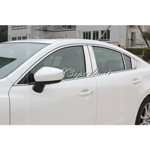 New Car Styling Sticker Stainless Steel 10PCS B Pillar Cover Trim For Mazda 6 M6 Atenza 2014