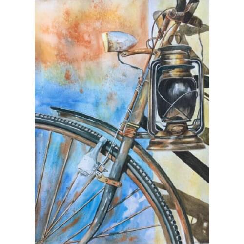 New arrival Diamond painting Bicycle and oil lamp full square round drill rhinestone pictures mosaic 5d diy embroidery