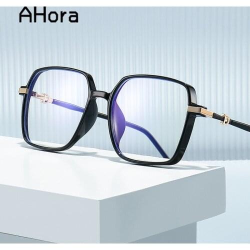 Ahora Ultralight TR90 Anti Blue Light Reading Glasses Frame Transparent Square Oversize Prebyopia Eyeglasses Unisex 0+1.0...+4.0