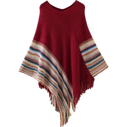 Autumn dress new sweet tassel cloak shawl sweater coat loose knitting batwing coat
