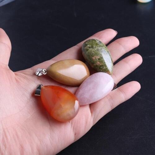 12PCS Water Drop Natural Stone Necklace Pendants 44*23mm Pendulum Quartz Pendant For Jewelry Making Wholesale Drop Shipping