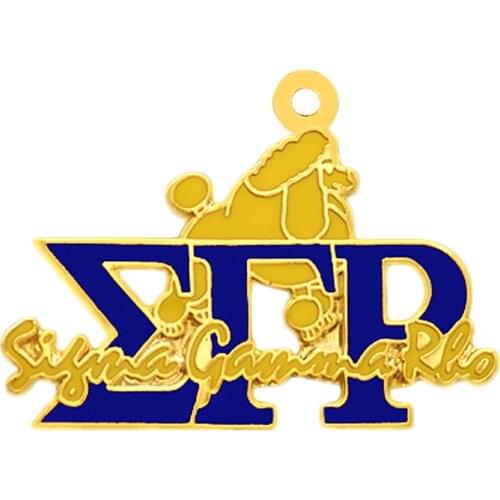 Hot popular greek letter society SIGMA GAMMA RHO sorority symbol enamel metal poodle charm pendant