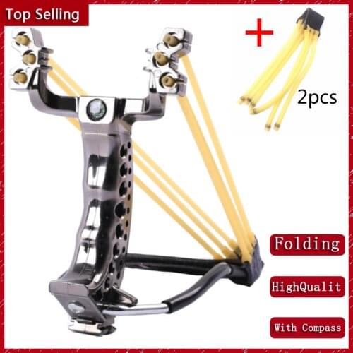 2021 Outdoor Tool Hunting Slingshot With Wrist Support Compass Decoration Catapult Professional Slingshot For Outdoor Shooting