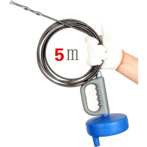 Kitchen Toilet Sewer Blockage Hand Tool Pipe Drain Snake Dredger Drains Dredge Drill-Powered Extendable 5 Meters Drain Cleaner