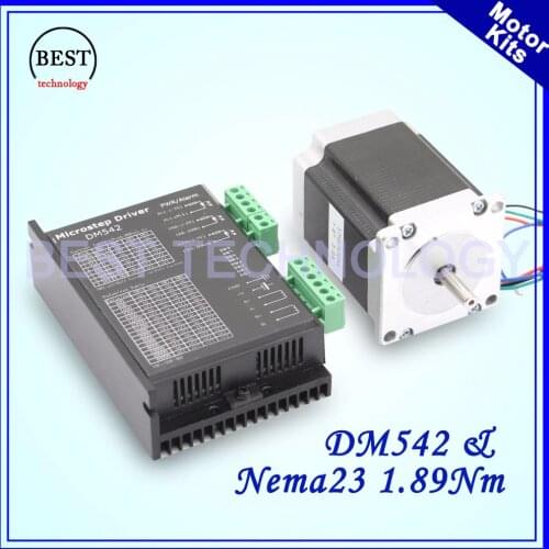 Nema 23 1.89Nm stepper motor 57HS7630A4 3A 270 Oz-in single shaft 6.35mm & DM542 M542 1.0-4.2A DC24-50v Microstep 256