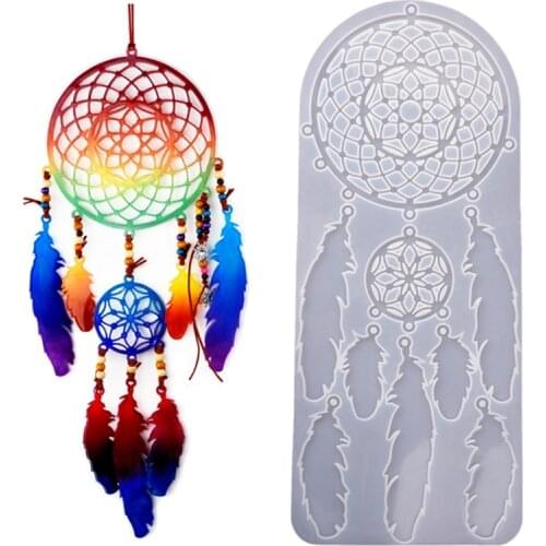 Silicone Mould Dreamcatcher Mould/Pendant Feather Mold/Epoxy Casting Wall Decoration Mold Suitable for DIY Jewelry