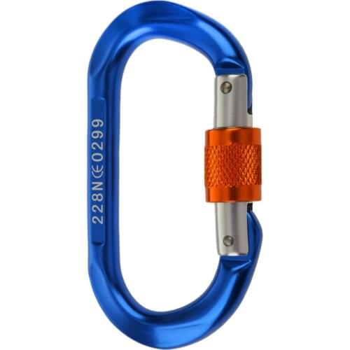 Mountaineering Rock Climbing Equipment O Shape Screw Lock Carabiner 24KN