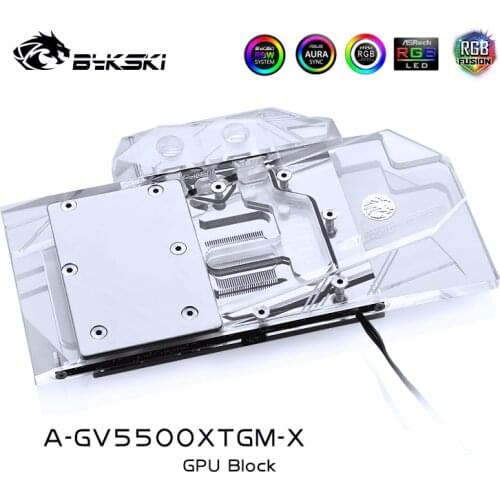 Bykski Water Block use for GIGABYTE RX5500XT GAMING OC 8G / Full Cover Copper Radiator Block / 3PIN 5V RGB / 4PIN 12V RGB
